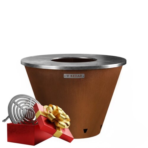 Gril z cortenu s ocelovou plotnou - KEDAR Mono