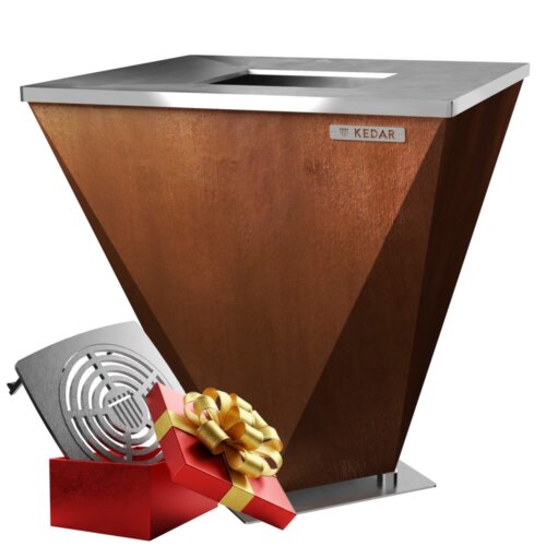 Gril z cortenu s ocelovou plotnou - KEDAR Crystal