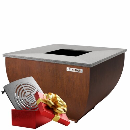 Gril z cortenu s ocelovou plotnou - KEDAR Optimus